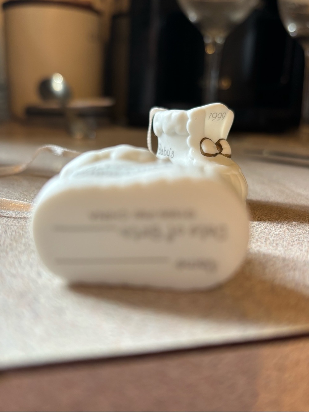 Enesco Precious Moments White Porcelain Baby Booties with Gold Accents - Picture 3 of 5